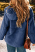 Sherpa Fleece Zip Front Drawstring Hood Drop Shoulder Pocketed Jacket